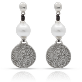 Серебряные серьги висячие с жемчугом Александрия UNOde50 Alexandria