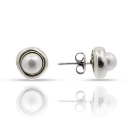 Серебряные серьги гвоздики с жемчугом Эго UNOde50 Ego