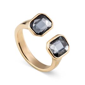 Золотое кольцо с кристаллами Сваровски UNOde50 Closing doors, Размер (мм): 17,3-17,7