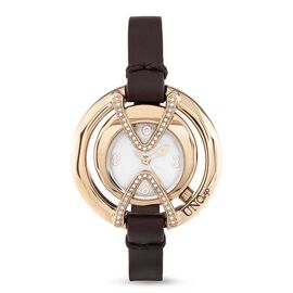 Наручные часы женские золотые на кожаном ремешке с топазами UNOde50 Daring Topaz