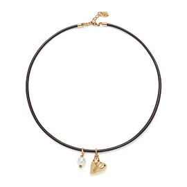 Кожаное ожерелье с золотом и жемчужиной UNOde50 Ser Unico