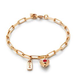 Золотой браслет с кристаллом Сваровски красного цвета UNOde50 Ser Unico, Размер (мм): 155