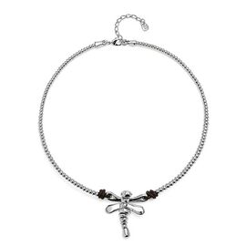 Серебряное ожерелье женское с натуральной кожей Стрекоза UNOde50 Ser Rebelde