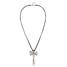 Серебряное ожерелье женское с натуральной кожей Стрекоза Ser Rebelde