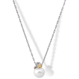 Кулон на серебряной цепи с белым жемчугом Majorica Cies