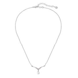 Серебряное колье с подвеской из  жемчуга и фианитами Majorica Arabesque