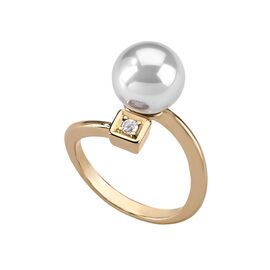 Золотое кольцо женское с органическим жемчугом Majorica Tu Y Yo, Размер (мм): 18,1-18,8