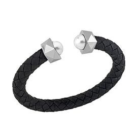 Кожаный браслет черный Majorica Gravitation
