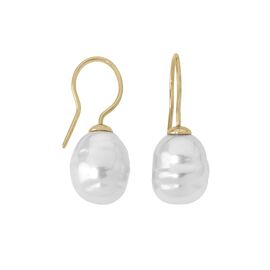 Золотые серьги с белым барочным жемчугом Majorica Baroque