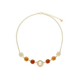 Золотое колье с органическим жемчугом мабе Majorica Murano