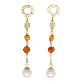 Золотые серьги с жемчугом и муранским стеклом Majorica Murano