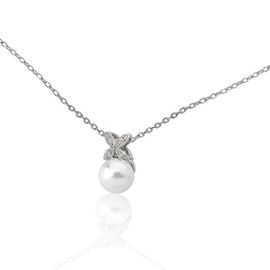 Серебряное колье с органическим жемчугом и фианитами Majorica Romance