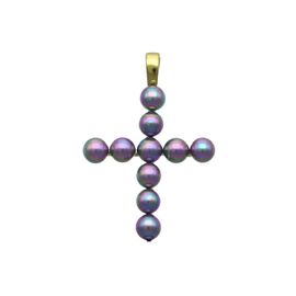 Золотой крест с орагническим жемчугом Majorica Cruces