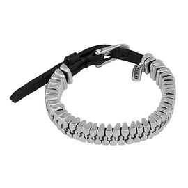 Кожаный браслет с серебряными вставками Ciclon Cremallera