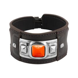 Кожаный браслет женский с серебром и муранским стеклом Ciclon Kool