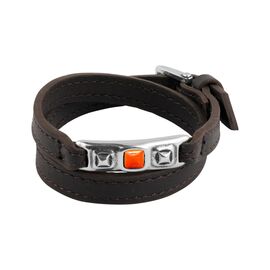 Кожаный браслет женский с серебром и муранским стеклом Ciclon Сhik