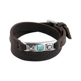 Кожаный браслет женский с серебром и муранским стеклом Ciclon Сhik