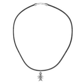 Кожаное колье женское с серебряной подвеской Ciclon Man