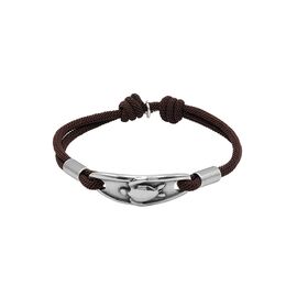 Кожаный браслет с серебряными вставками Ciclon Man