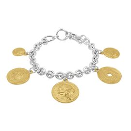 Серебряный браслет женский с золотыми подвесками Ciclon Charlotte