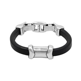 Кожаный браслет с серебряными вставками Ciclon Valero  (серый ), Размер (мм): 190