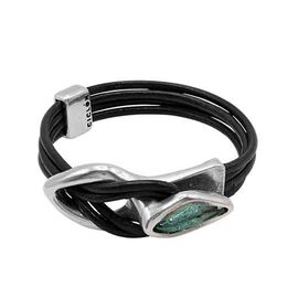 Кожаный браслет с серебром и муранским стеклом Ciclon Malaren, Размер (мм): 180