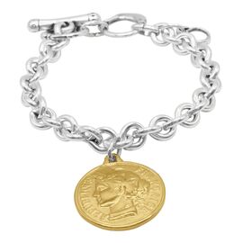 Серебряный браслет женский с золотой подвеской Ciclon Francais