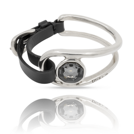 Женский серебряный браслет из кожи c кристаллом Сваровски UNOde50 On My Own