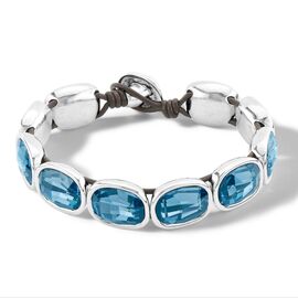 Серебряный браслет женский на коже с кристаллами Сваровски UnoDe50 Lights, Размер (мм): 165