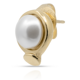 Золотая моносерьга для пирсинга с жемчугом Вот это да! UNOde50 wOw!
