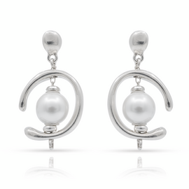 Серебряные серьги женские с жемчугом Сферический UNOde50 Inorbit