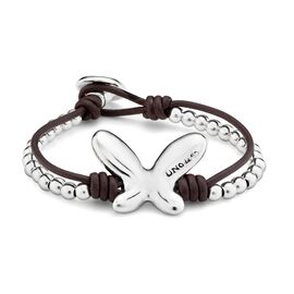 Серебряный браслет с натуральной кожей Бабочка UNOde50 Minifly