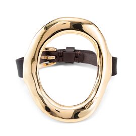 Золотой браслет женский с натуральной кожей UNOde50 Thankful