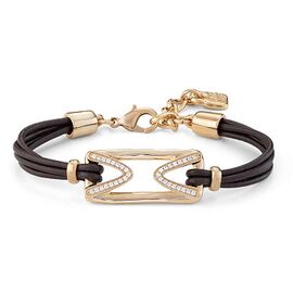 Кожаный браслет с золотом и топазами UNOde50 The One Topaz