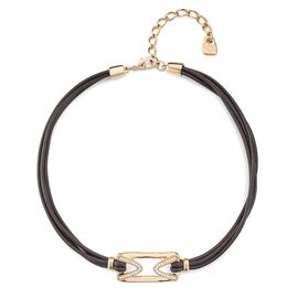 Кожаное колье женское с золотом и топазами UNOde50 The One Topaz