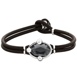 Кожаный браслет с серебром и кристаллом UNOde50 Ser Deslumbrante