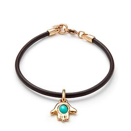 Кожаный браслет женский с золотой подвеской и бирюзой UNOde50 Ser Unico