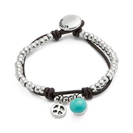 Серебряный браслет на коже с муранским стеклом UNOde50 Ser Fascinante, Размер (мм): 155