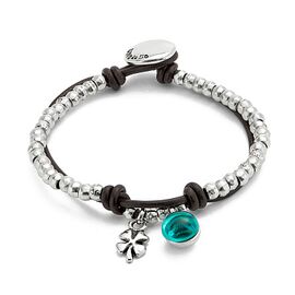 Серебряный браслет на коже с муранским стеклом UNOde50 Ser Fascinante, Размер (мм): 155