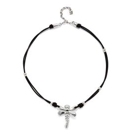 Серебряное ожерелье женское с натуральной кожей Стрекоза UNOde50 Ser Rebelde