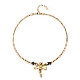 Золотое ожерелье женское с натуральной кожей Стрекоза UNOde50 Ser Rebelde