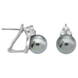 Серебряные серьги из жемчуга   серый  Majorica TU Y YO