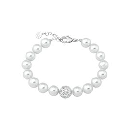 Серебряный баслет из органического жемчуга с фианитами Majorica Esfera