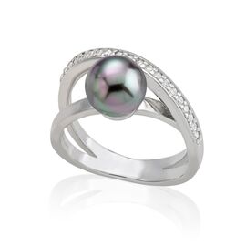 Серебряное кольцо женское с жемчугом и кубиками циркония Majorica Exquisite, Размер (мм): 18,8