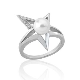 Кольцо с органическим жемчугом и фианитами Majorica Rock Star, Размер (мм): 17,5