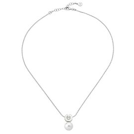 Серебряное колье с подвеской из круглого жемчуга и фианитами Majorica Exquisite