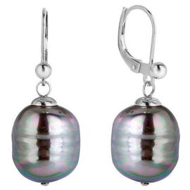 Серебряные серьги с барочным жемчугом серые Majorica Baroque