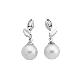 Серебряные серьги с жемчугом и фианитами Majorica Timeless