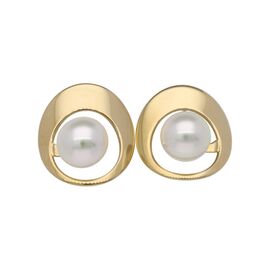 Серьги золотые с круглым жемчугом Majorica Petra