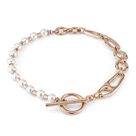 Золотое колье женское с жемчугом и крупными звеньями разной формы UNOde50 Pearl & Match